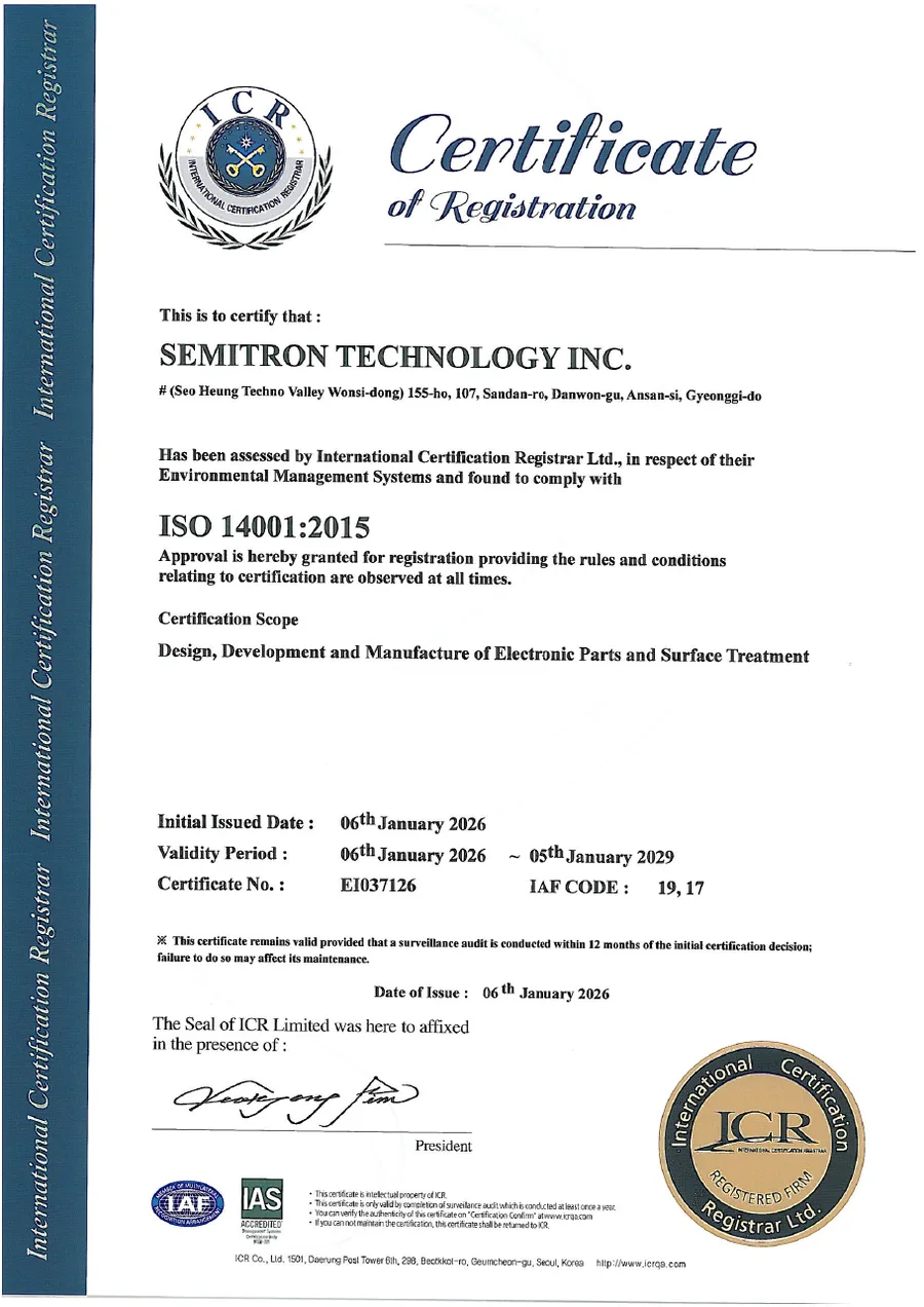 ISO 14001 certificate